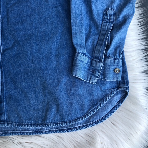 Vintage Maggie & Max Embroidered Chambray Denim Farmhouse Button Down Shirt XL - Picture 6 of 8